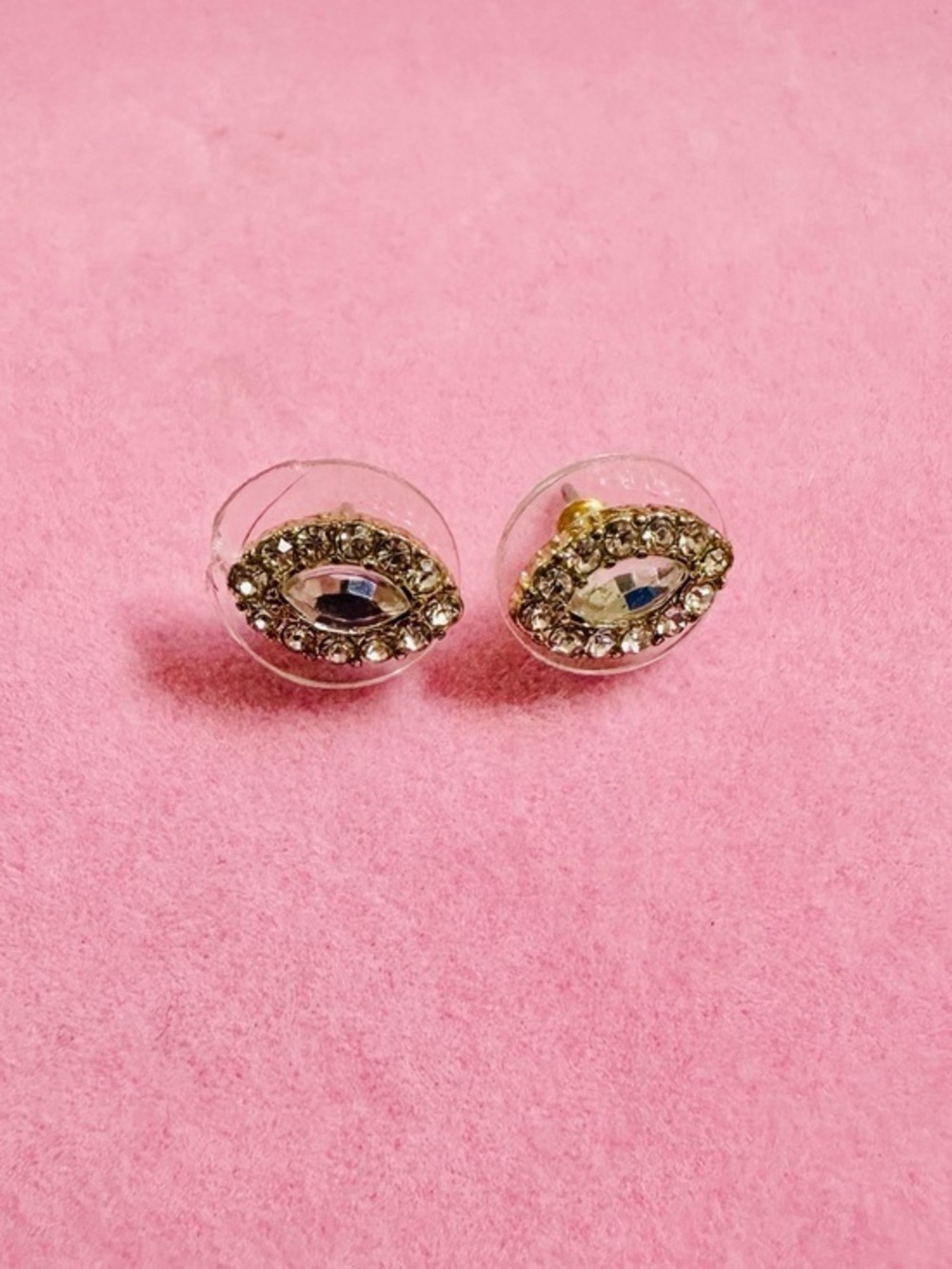 Gold Evil Eye Rhinestone Stud Earrings